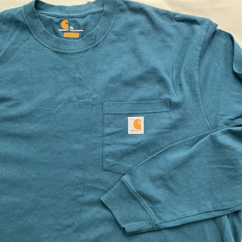 Carhartt Original Fit Men's Indigo Blue K126 Long Sleeve Pocket Shirt Size XL